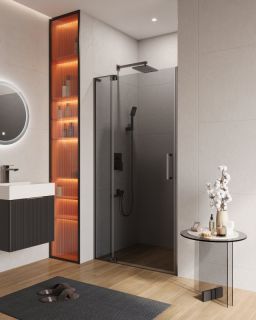 Душевая дверь в нишу CEZARES SLIDER-B-1-90/100-GRIGIO-GM оружейная сталь